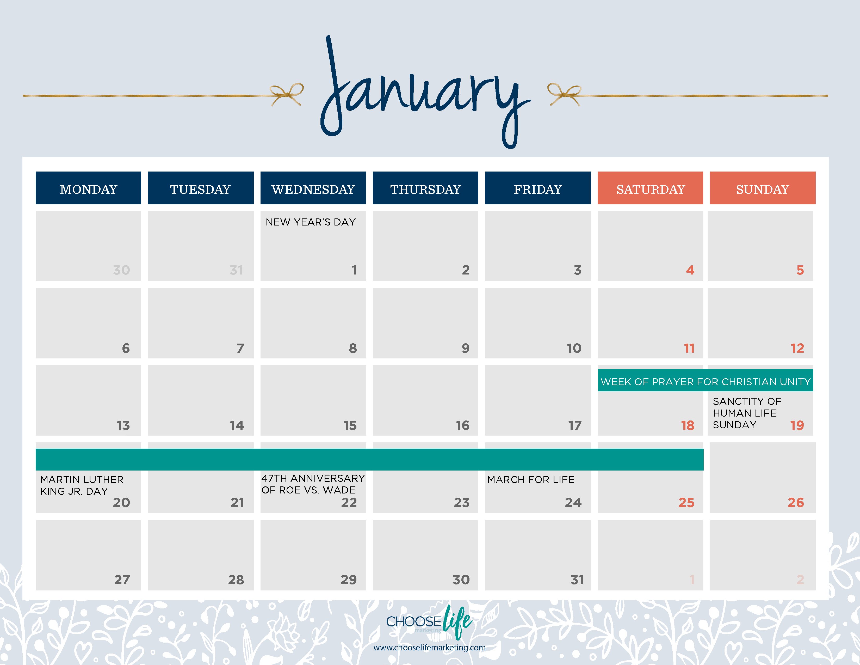 2020 Marketing Calendar